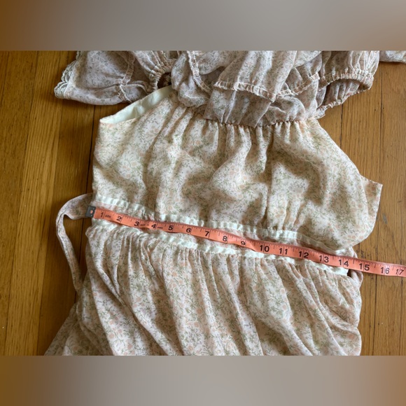 70s Vintage Gunne Sax Tiered Prairie Dress off the shoulder pink ditsy floral - Picture 7 of 7